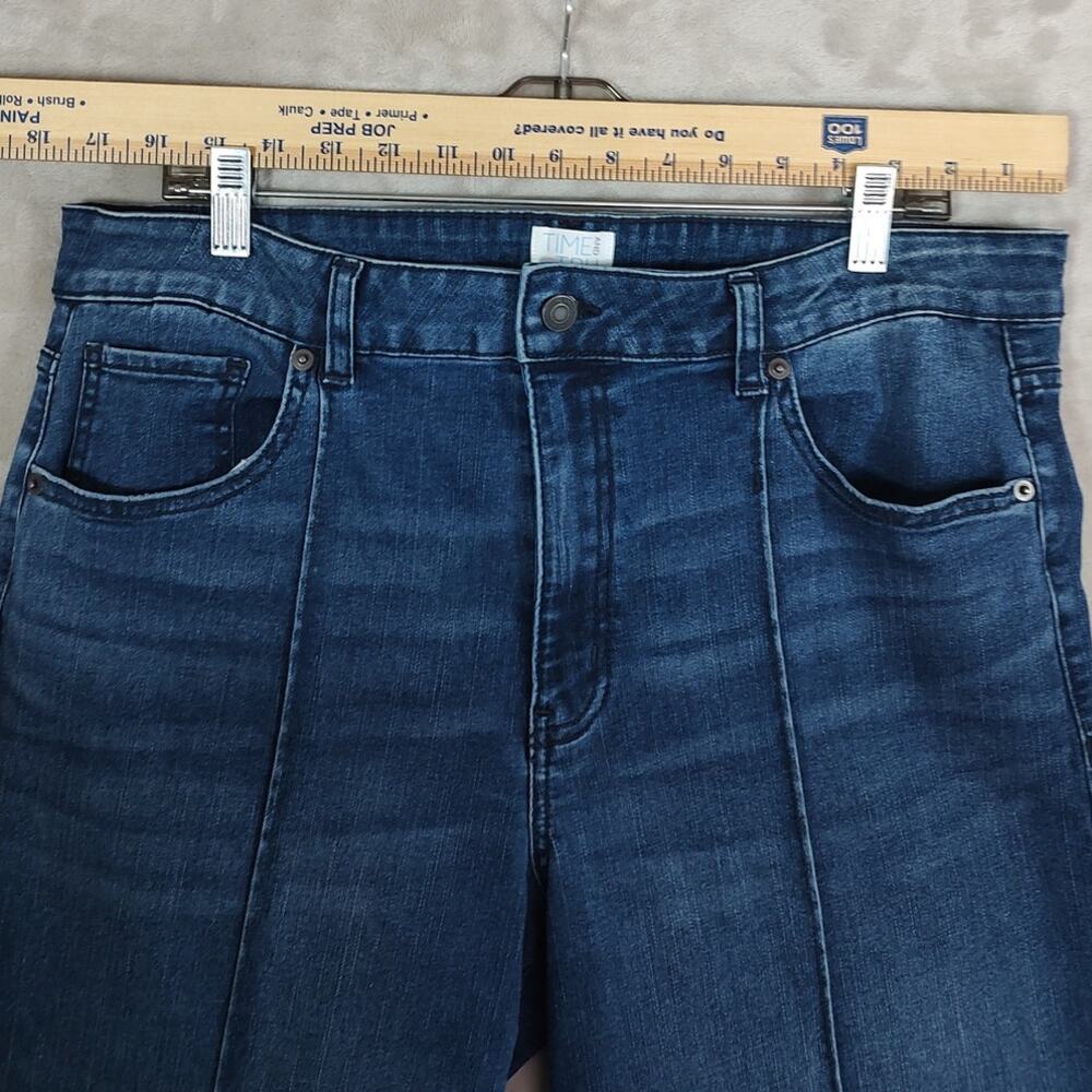 Women's High-Rise Wide-Leg Blue Jeans Pintuck  Front Seam Size 16 EUC Time & Tru - Picture 5 of 15